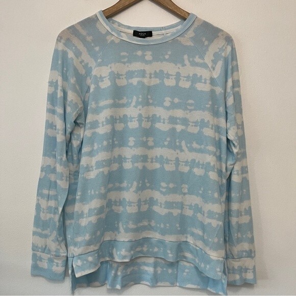 Aqua Lounge Cloud Print Long Sleeve Pajama Set Size Medium - Picture 1 of 9